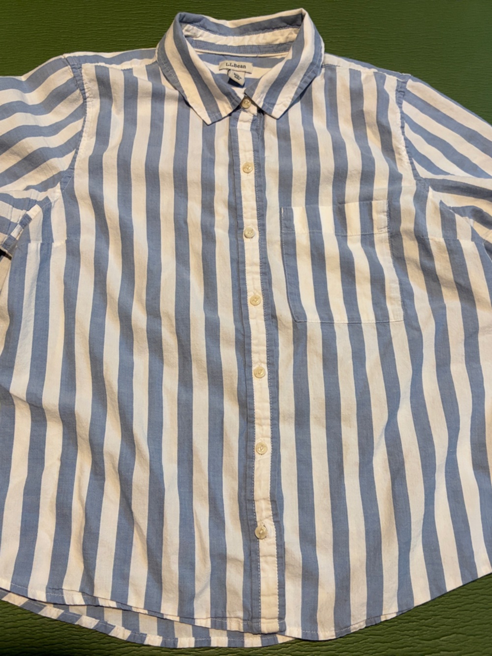 L.L. Bean Blue & White Vertical Stripe Button-Down Shirt